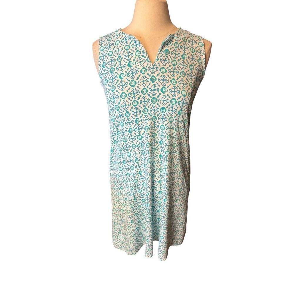 J McLaughlin Catalina Cloth Dress Turquoise White Small Sleeveless